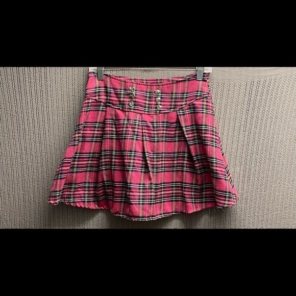Women’s Shein  pink plaid kilt skirt side zipper missing front tie - Picture 1 of 5